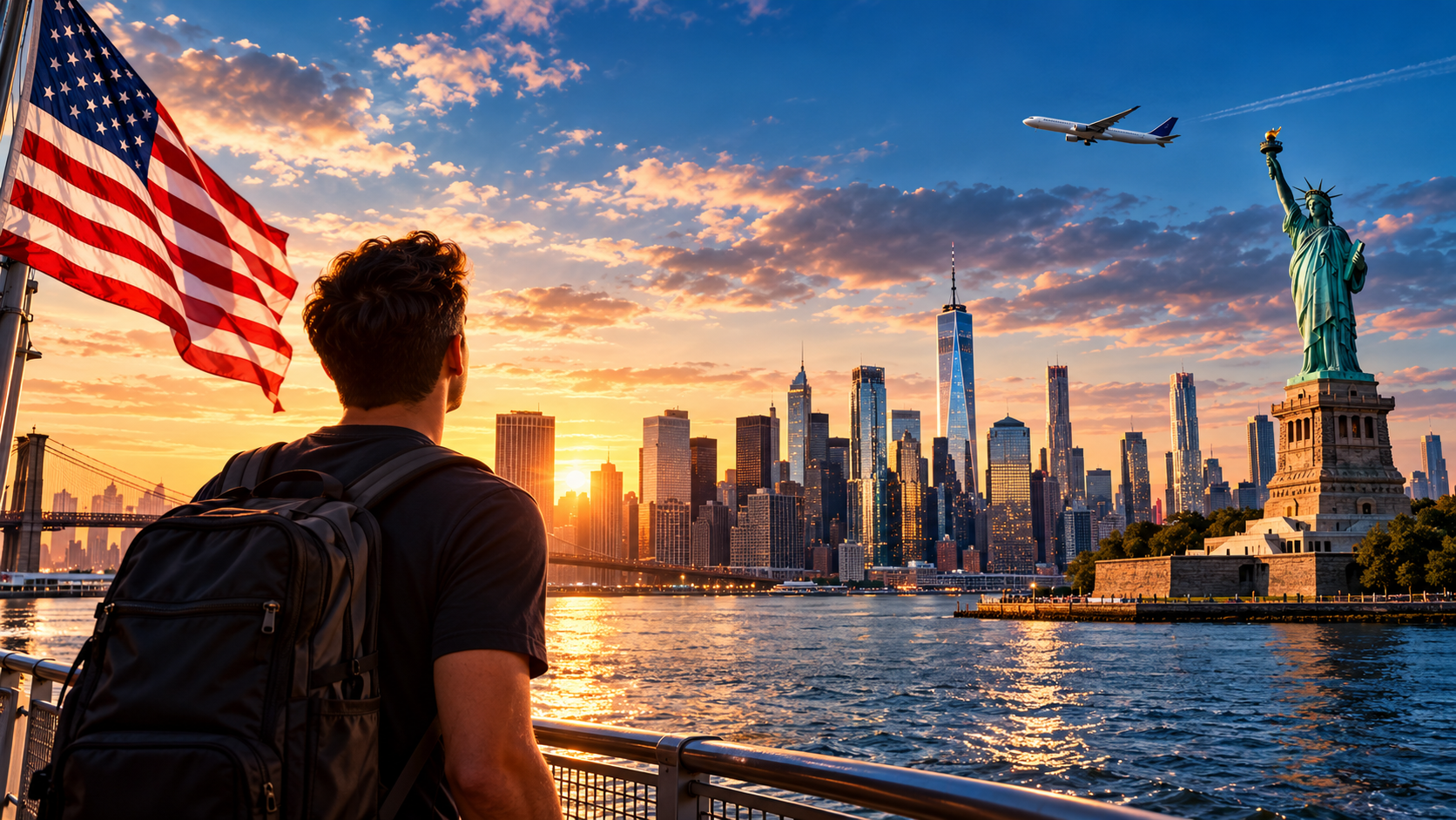 Vista de Nova York ao entardecer
